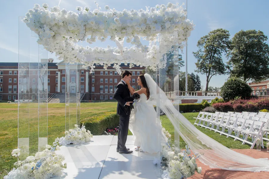 Bride and groom sharing their first look — David and Katia wedding