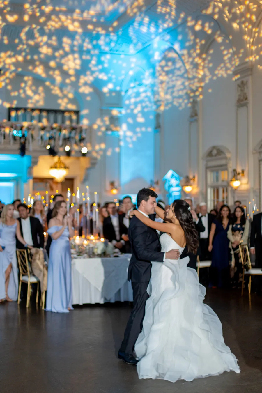 Wedding guests cheering on the dance floor — David and Katia wedding