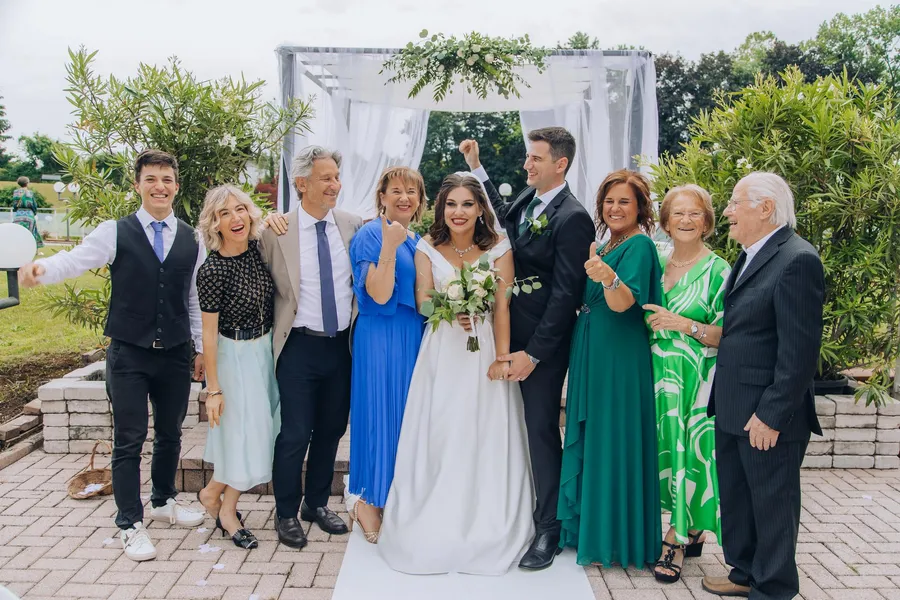 Groom arriving to greet wedding guests — Mattia and Yulia wedding