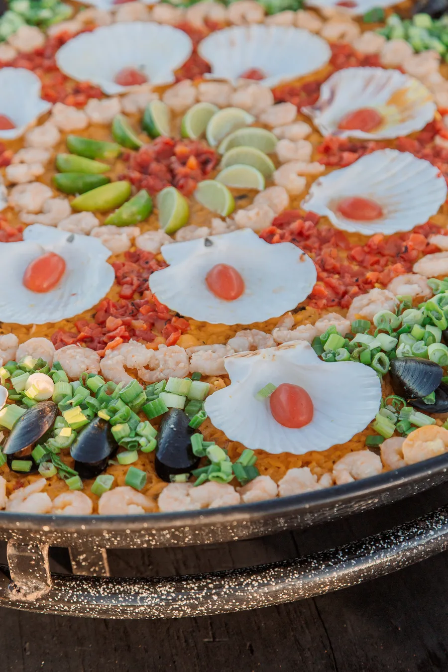 Colorful reception food prepared for a beach wedding — Roman and Victoria wedding