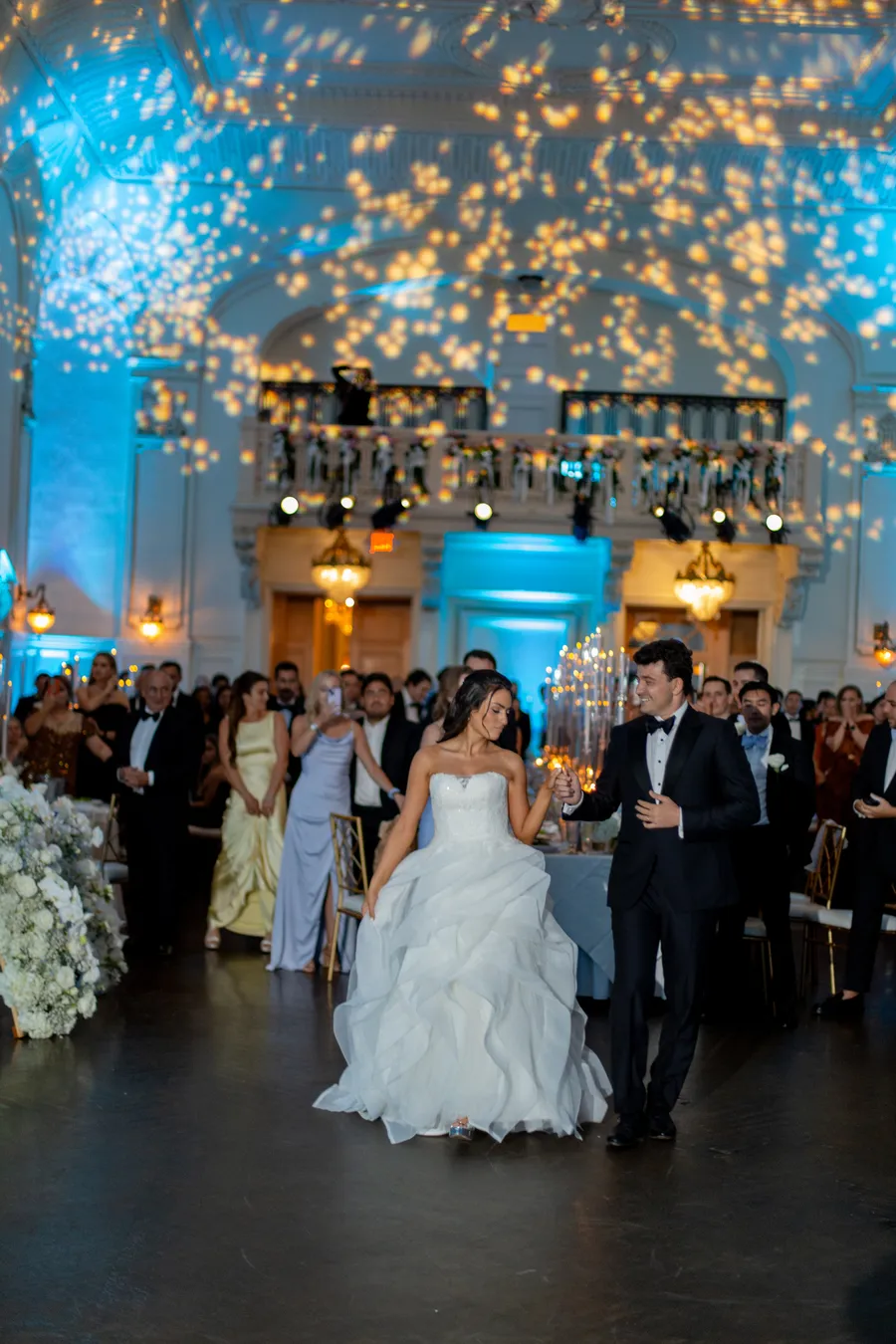 Black-and-white candid from the wedding reception — David and Katia wedding