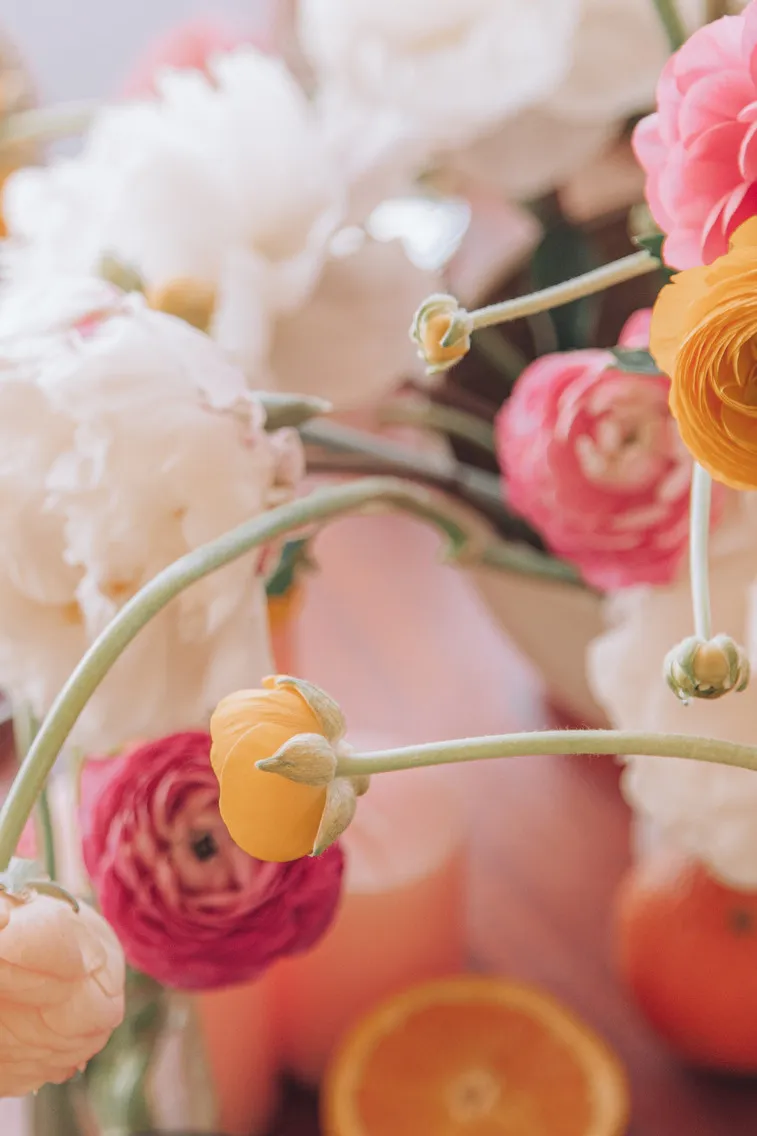 Pink floral wedding cake detail with delicate decorations