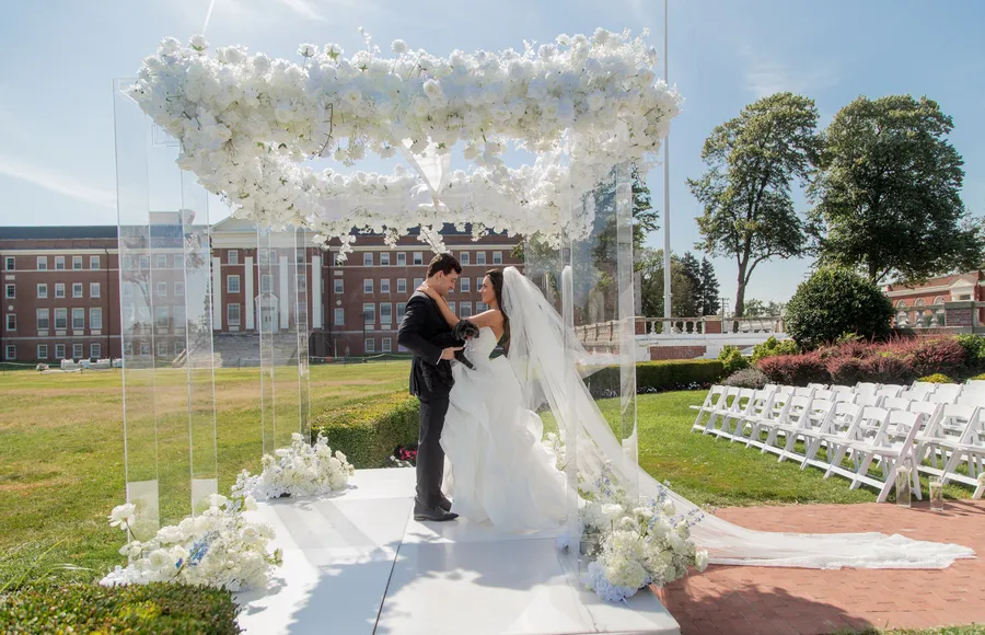 Bride and groom sharing their first look — David and Katia wedding