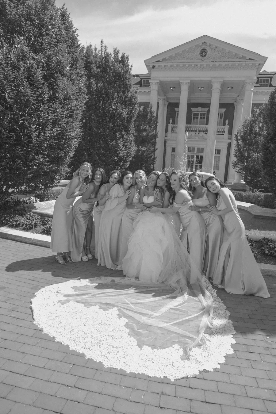Bridal party arriving by vintage trolley — David and Katia wedding