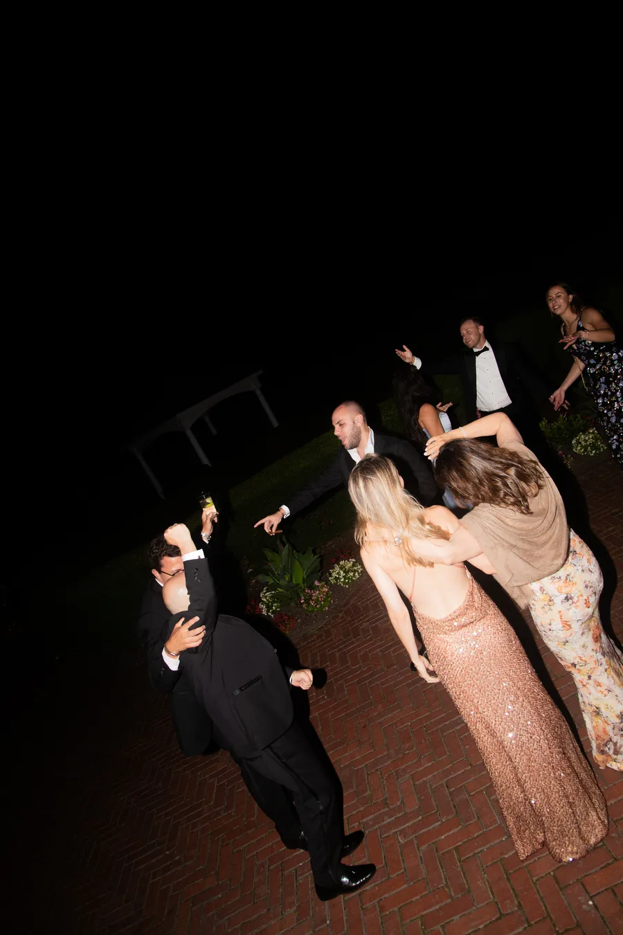 Wedding guests cheering on the dance floor — David and Katia wedding