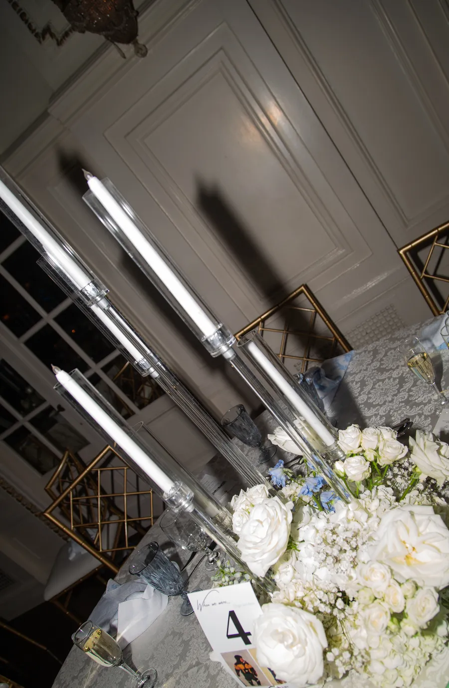 Grand ballroom illuminated for the evening reception — David and Katia wedding