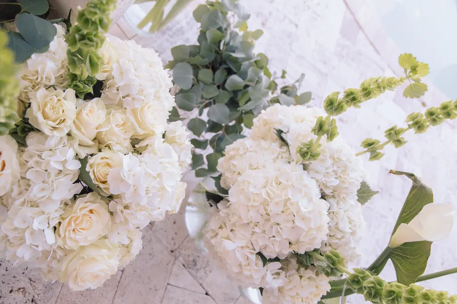 White floral wedding detail in soft natural light — Alexander and Olga wedding