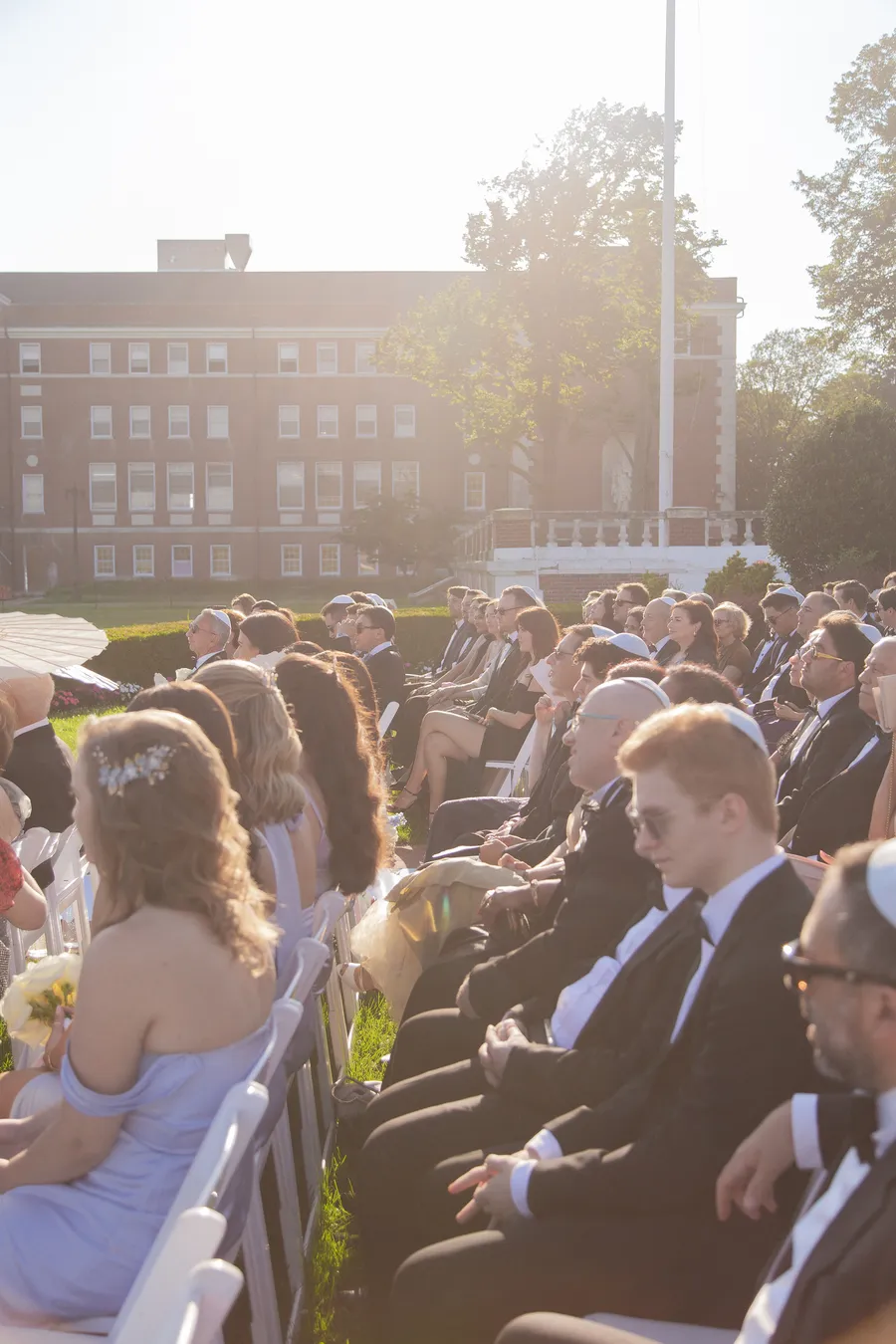 Black-and-white moment from the outdoor ceremony — David and Katia wedding