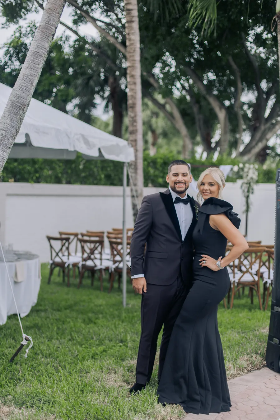 Groom portrait beside a tropical pool — Chris and Laura wedding