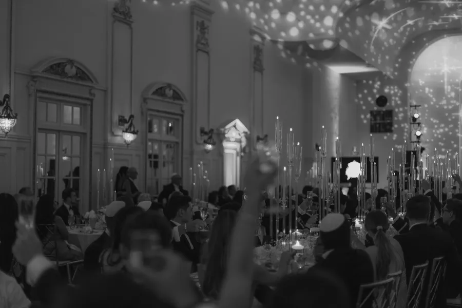 Grand ballroom illuminated for the evening reception — David and Katia wedding