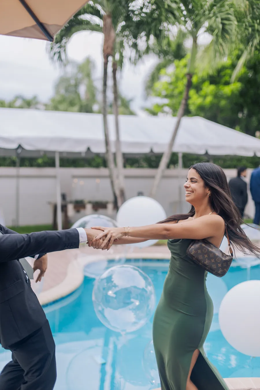 Candid guest portrait at an intimate backyard wedding — Chris and Laura wedding
