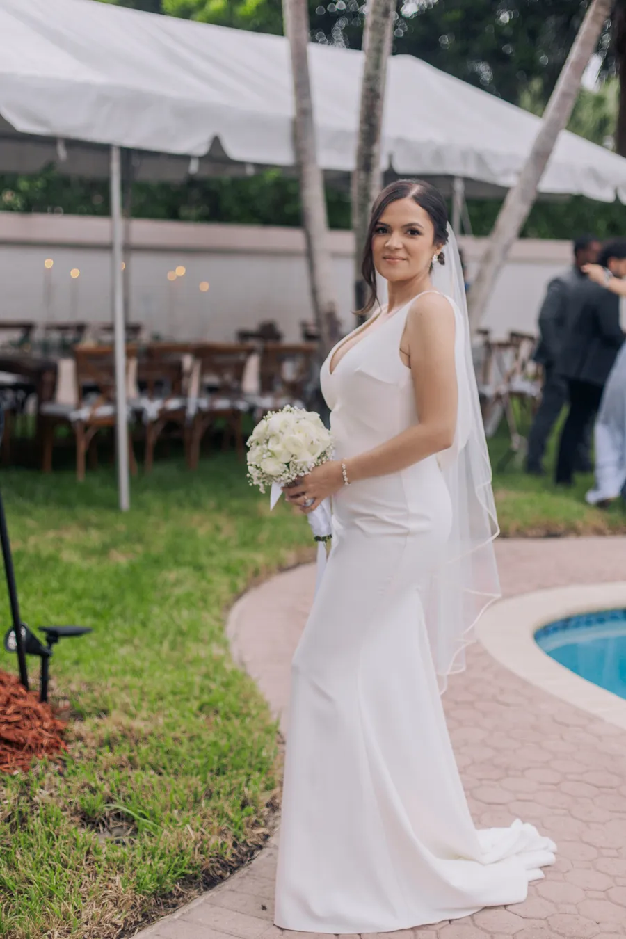Bride arriving at the outdoor ceremony — Chris and Laura wedding