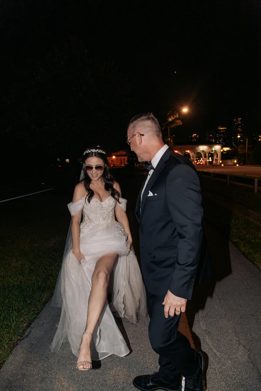 Wedding couple celebrating together after dark — Steven and Iryna wedding